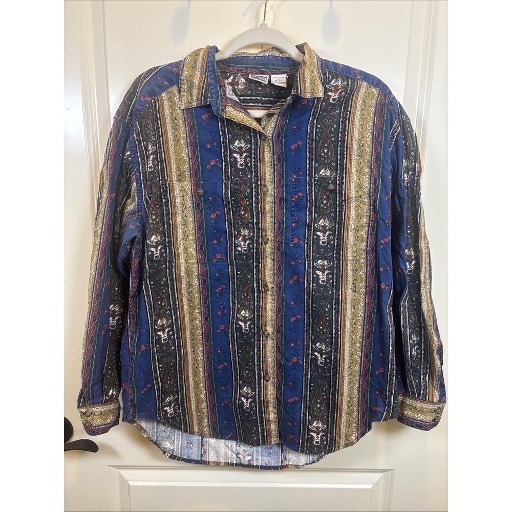 Palmetto's Aztec Button Up Western Women's Top Size Large Shirt Rodeo Southwest